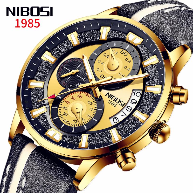

Wristwatches 2021 NIBOSI Mens Watches Chronograph Waterproof Luxury Business Watch Men Stainless Steel Fashion Dress Relogio Masculino, Slivery;brown