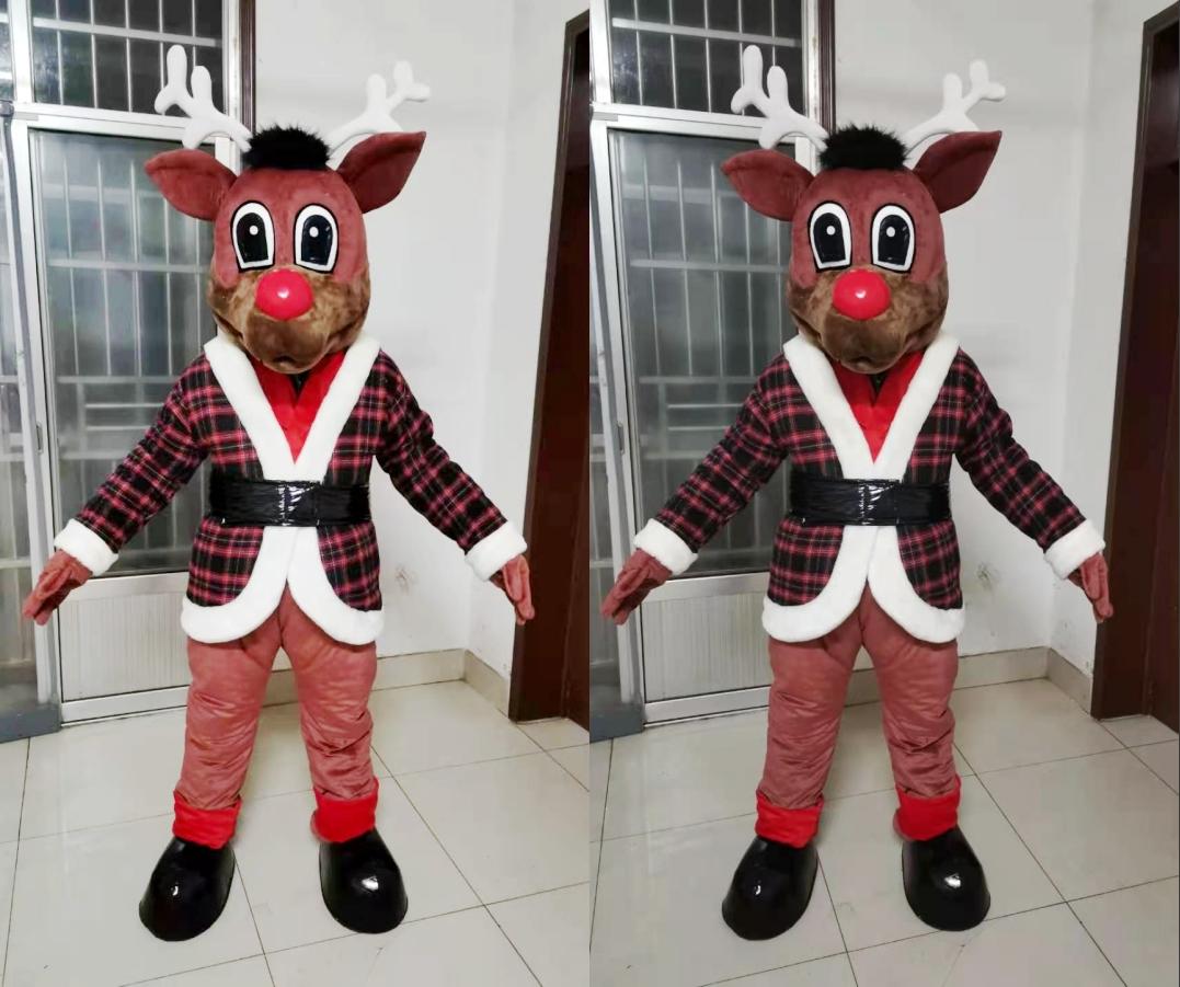 High qualitylue Christmas deer Mascot Costume Halloween Christmas Fancy Party Cartoon Character Outfit Suit Adult Women Men Dress Carnival Unisex-image-735678669