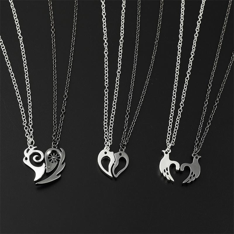 

Pendant Necklaces 2 Pcs Fashion Couple Dolphin Love Bird Magnet Necklace Men And Women Valentine's Day Trend Gift Jewelry, Silver
