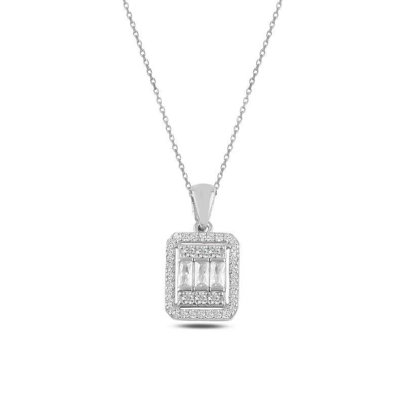 

Chains Silver 925 Sterling Baget Zircon Cubic Zirconia Necklace