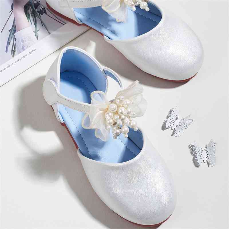 

girl princess baby 2021 new fashion cute soft bottom pearl bow children's single shoes