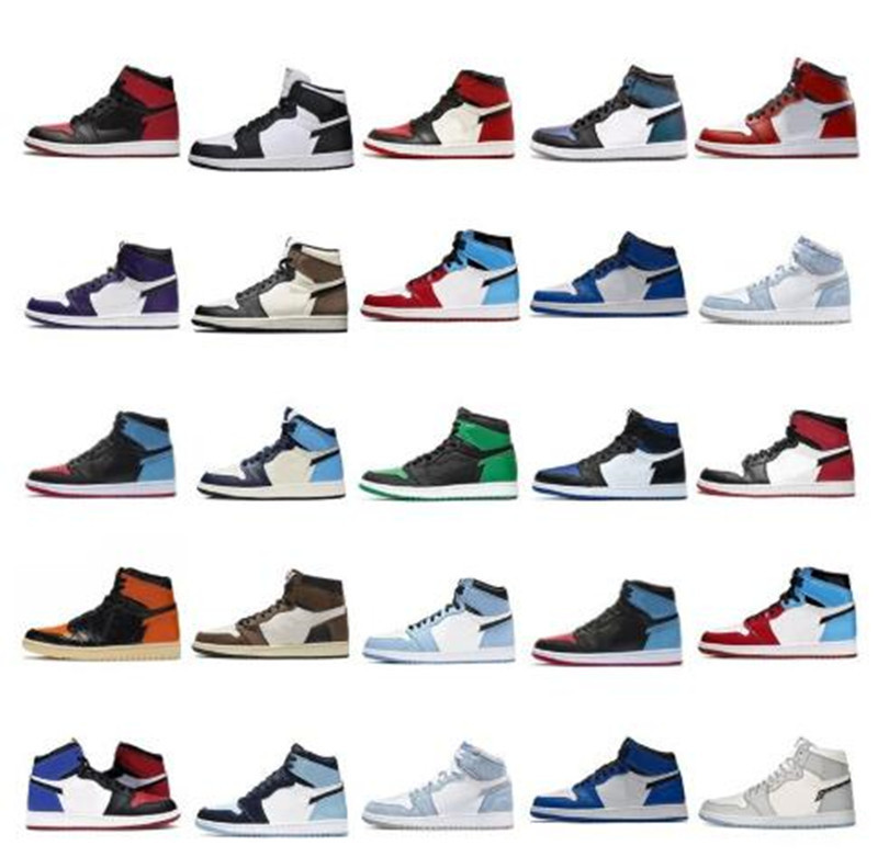 

Top Quality Mens 1 High OG Basketball Shoes Electro Orange UNC Patent UNIVERSITY BLUE J Balvin Hyper Royal DARK MOCHA Candy JORDÁN 1s Banned, As pic