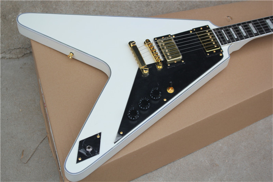 

Bolt on fly V electric guitar with tom bridge