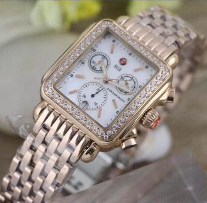 

3 colour Watch Signature DECO Diamonds MOP Shell Dial Diamond Mark Quartz Movement Watch Women's MWW06P000099 Lady Watches 33mm, Silver b1