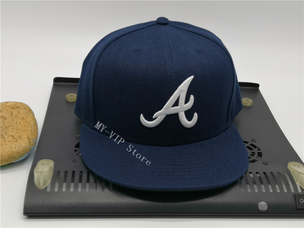 

New Atlanta Sports Fitted Hats Cool Baseball Caps Adult Flat Peak Hip Hop Letter A Fitted Cap Men Women Black Full Closed Gorra, Blue;gray