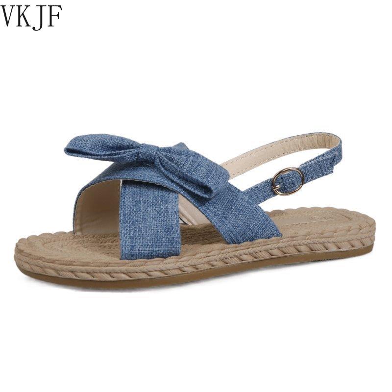 

Sandals Linen Straw Bow Sandal Woven Elastic Cross Straps Women 2021 Summer Outdoor Wear Beach Flat Open Toe Shoes, Black