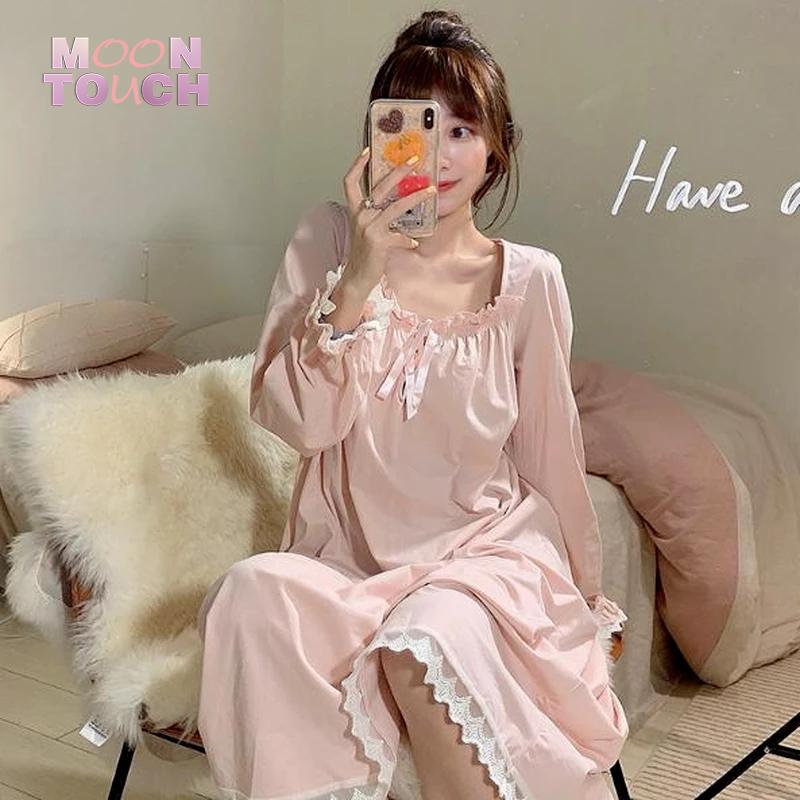 

Women' Sleepwear Nightgowns Women Plus Size Sexy Ladies Fashion Loose Korean Style Lace Sweet Girls Nightwear Ulzzang Daily Cozy, Pink