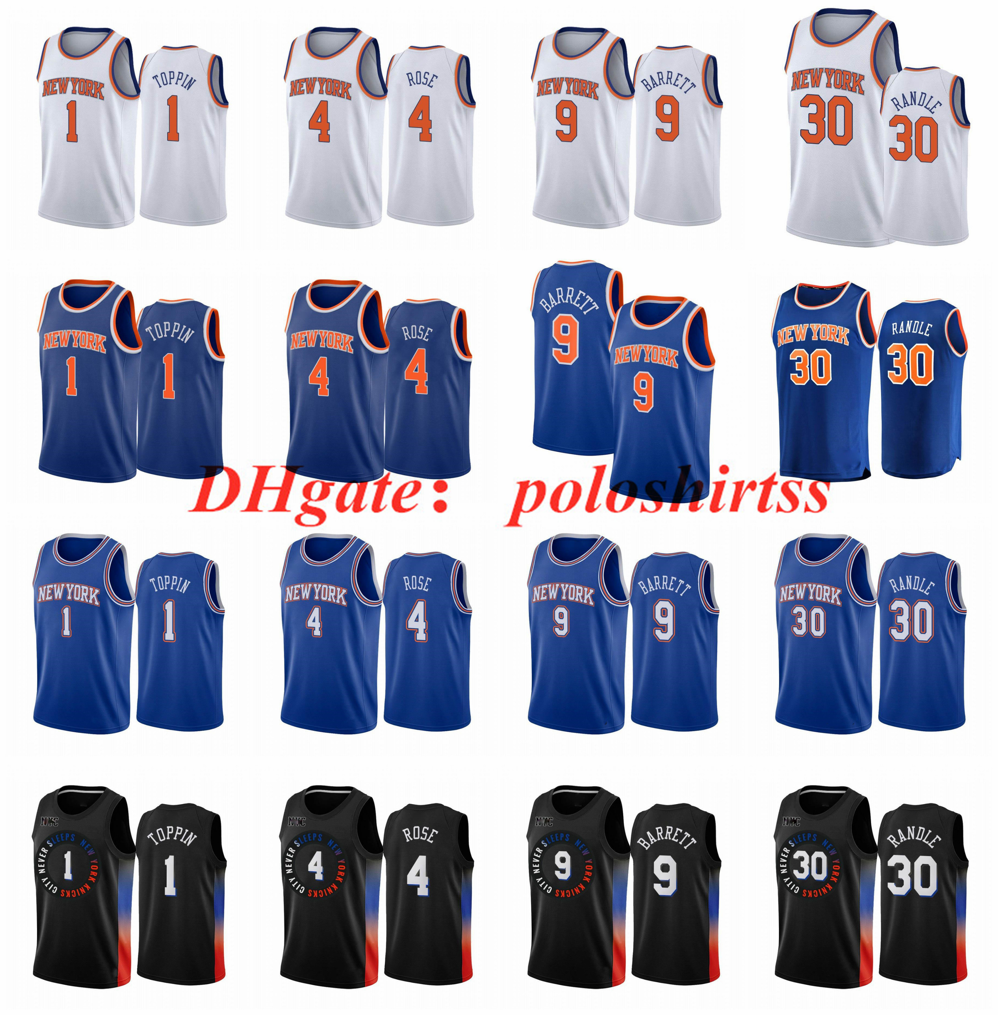 

Julius 30 Randle Basketball Jerseys Derrick 4 Rose Obi 1 Toppin RJ 9 Barrett Jersey NewYorkKnicksMen Black 2021 City Swingman Edition Size S-XXXL, Black;red