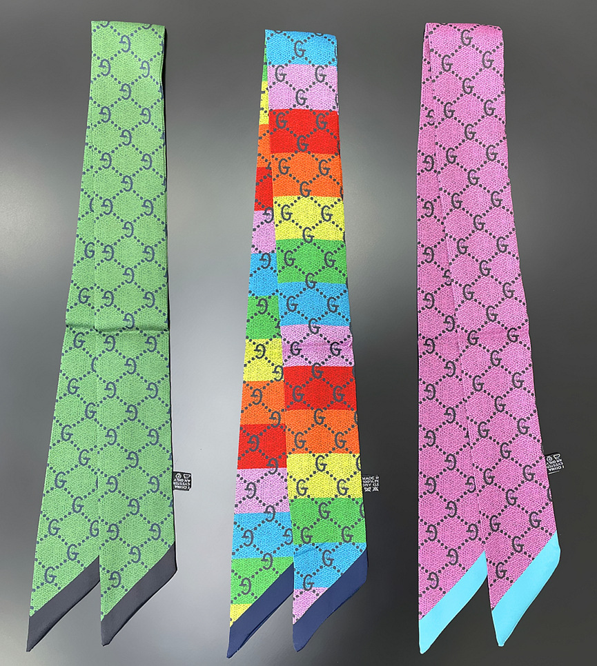 

2021 high-grade new alphabet handbag tie tie bag handle silk scarf narrow version small ribbon scarf bag with accessories hair