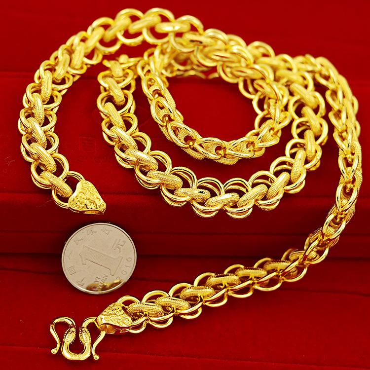 

Chains Luxury Fashion 14K Gold Necklace For Men Wedding Engagement Anniversary Fine Jewelry Retro Yellow Man's Gifts Male, Silver