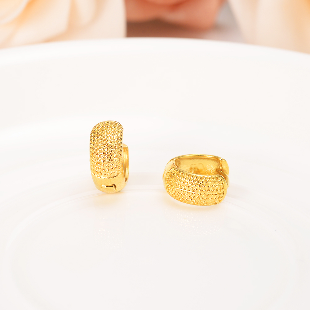 Pure 18 K Yellow Gold Hoop & Huggie broadside Earring Real Italy Women's flash resplendent Girls Fashion Kids Children Jewelry-image-681996285