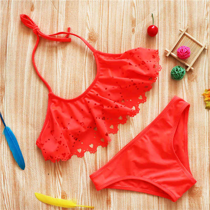 Bikini 2021 Ruffle Children&#039;s Heart-shaped Girls&#039; Swimsuit-image-678530677