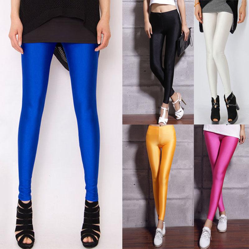 Women&#039;s Leggings Women Girl Fluorescent Shiny Skinny Slim Pant Elastic Stretch Casual Trousers Shinny Legging-image-779422777