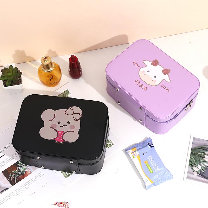 

Cosmetic Bags & Cases PU Cartoons Portable Women Bag Multifunction Travel Toiletry Storage Organize Handbag Waterproof Female Makeup Case