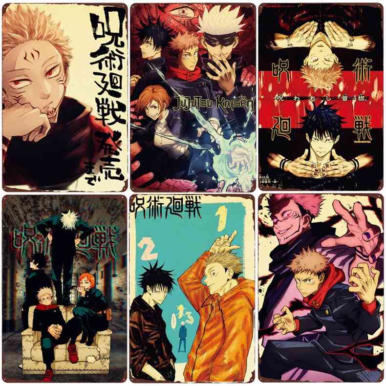 

Jujutsu Kaisen Vintage Poster Anime Tin Sign Bar Pub Club Cafe Home Wall Decoration Gojo Satoru Metal Plate Plaque N385