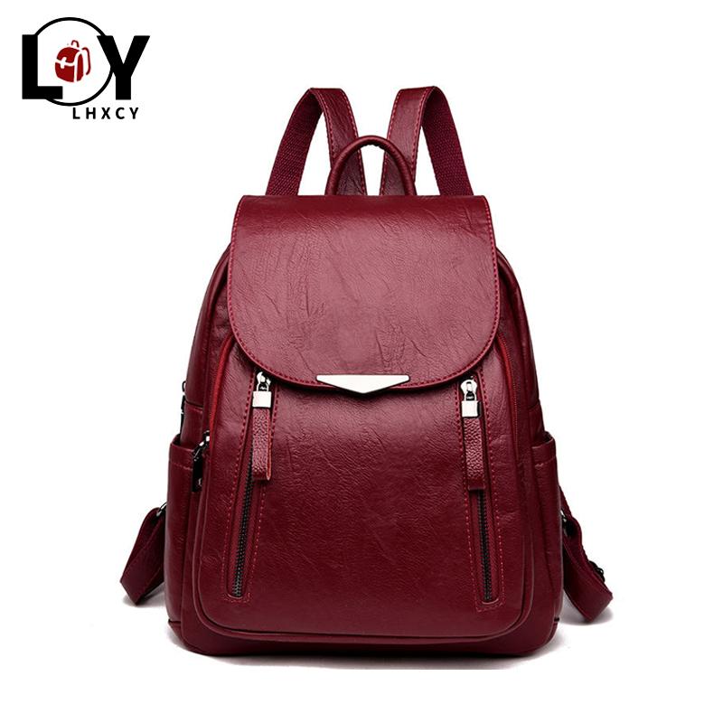 

Outdoor Bags Casual Backpack Female Brand Leather Women's Large Capacity School Bag For Girls Double Zipper Fashion Shoulder, Package