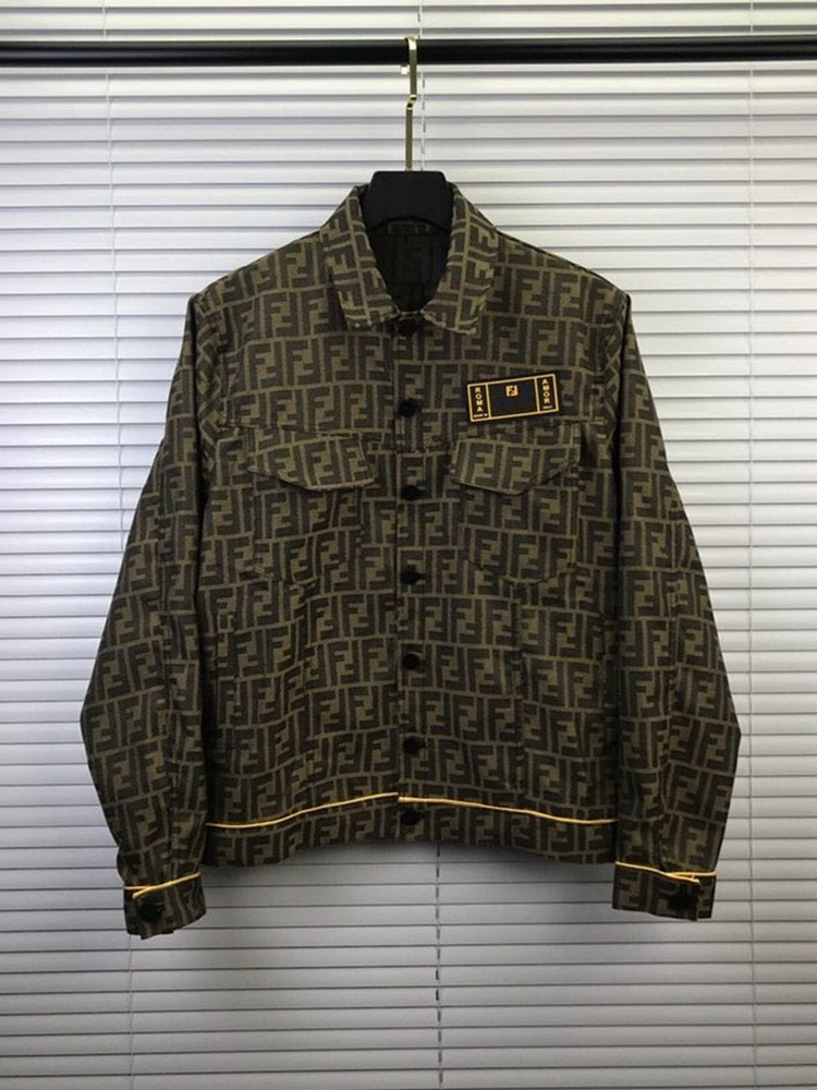 

same Jiaer's jacket Wang and jacket 2021 early spring new double FF letter jacquard fashion brand denim shirt for men and women NRQ1, White;black
