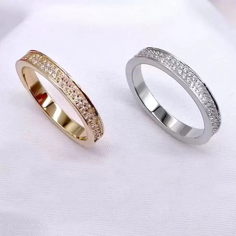 

Women's Love Diamond Ring Full Diamonds Rose Gold letter Rings Fashion Charm Titanium Steel Ms. Eternal Starry Band screw rings with Or, Silver