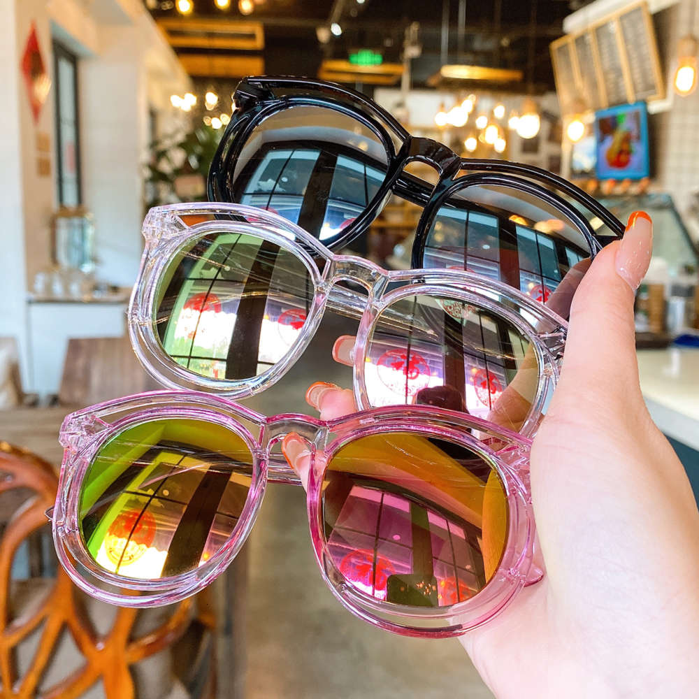 

sunglasses Children's cute boy Sunglasses fashion girl baby glasses parent child cartoon toy eyes, Blue