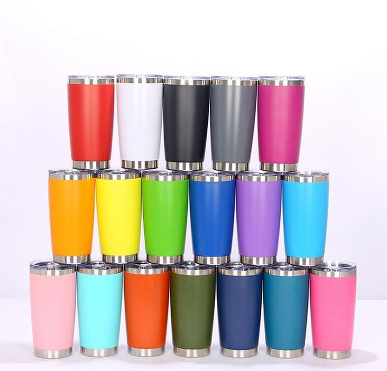 

New fashion 20oz Drinking cup Tumbler with Lid Stainless Steel Wine Glass Vacuum Insulated cup Travel 18color 4962, Multi-color