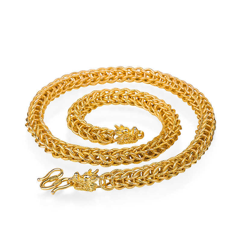 

Necklaces Chains Dragon Necklace gold-plated frosted pattern dragon men's necklace ornament copper gold-plated jewelry 1.2cm-60cm