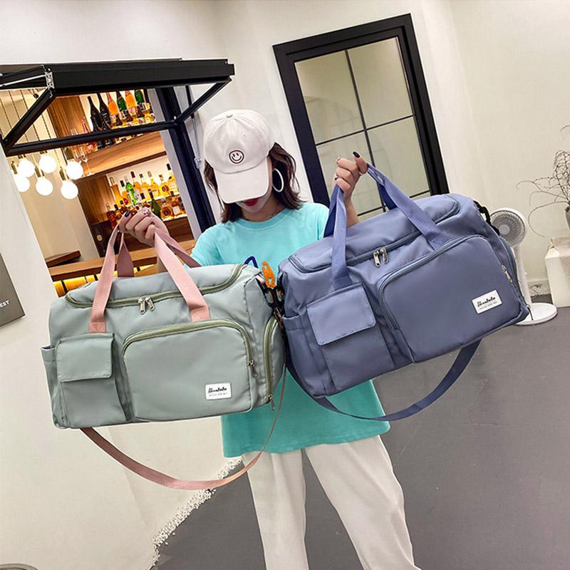 

Duffel Bags 2021 Women's Travel Bag Hand Luggage Duffle Waterproof Sports Fitness Yoga Large Capacity Light Weekend Gym Ladies