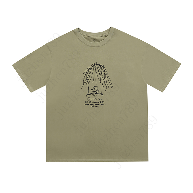 

2021 Spring Summer oversize Cactus Collaborate print Tee Skateboard quality Mens t shirt Women Street Casual Tshirt size S-XL M42, White;black