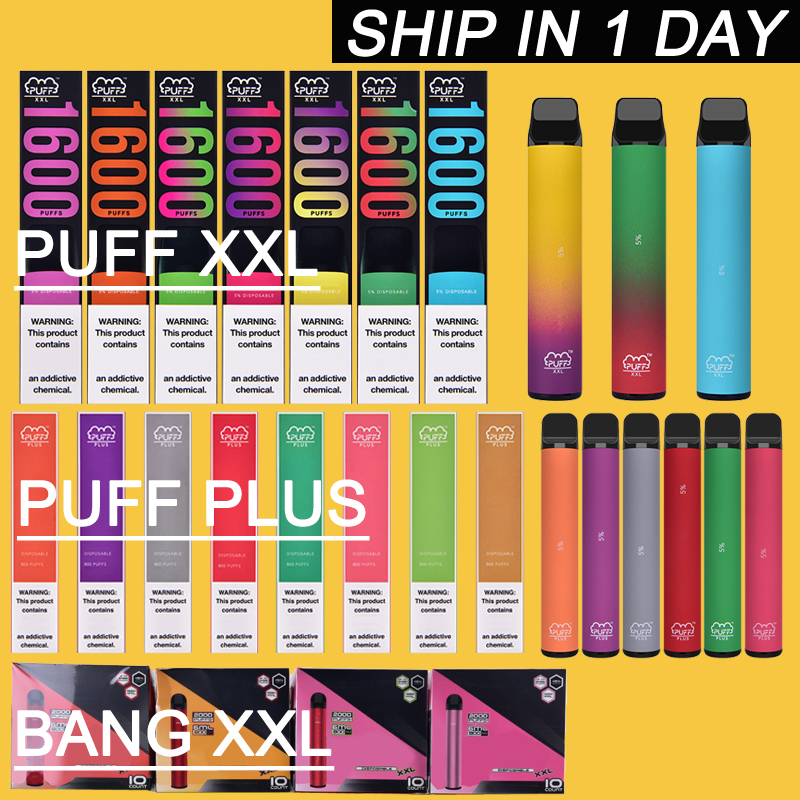 

Puff Bar Plus XXL Bang XXL Disposable Vape Pen Electronic Cigarette 800 1600 2000 Puffs Kit Prefilled Cartidge