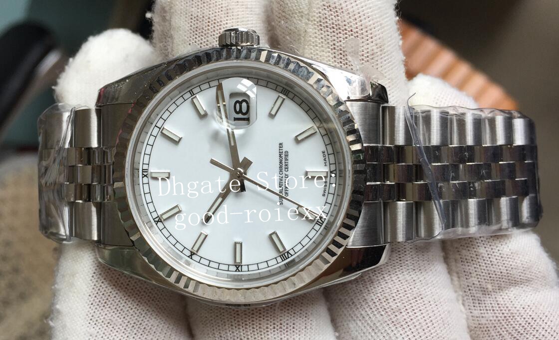 

36mm Watches Men Watch Men's Blue Black White Rome Flute Bezel BP Factory Automatic 2813 Mechanical Jubilee Bracelet 116234 Date Crystal 116200 Wristwatches, 1 white