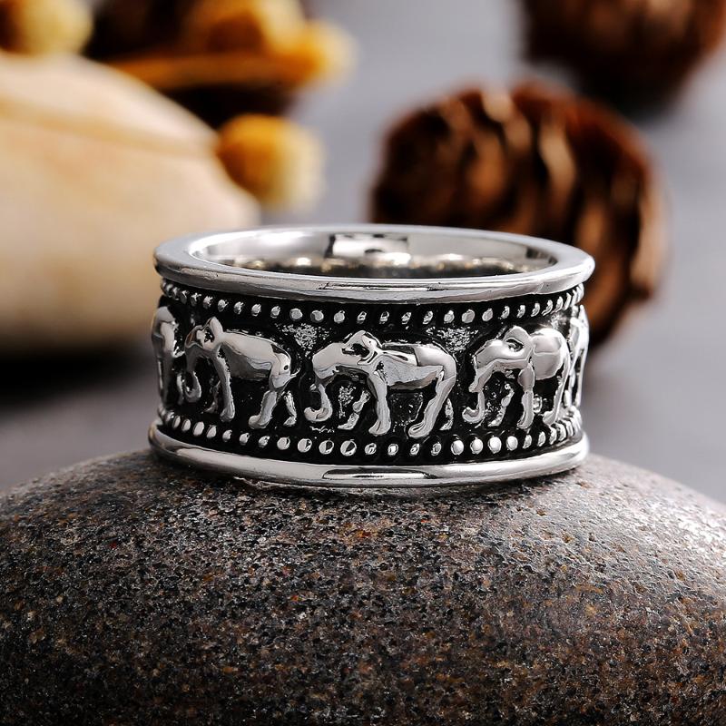 Wedding Rings Vintage Sliver Plated Ring For Women Men Classic Punk Elephant Fashion Female Party Gifts Jewelry-image-711433247