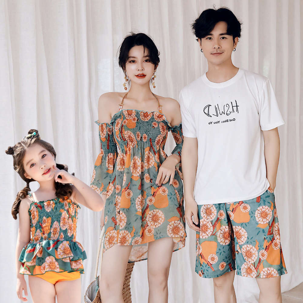 Ms swimsuit Parent child swimsuit mother daughter father son of four children bikini split three piece family suit-image-681139371