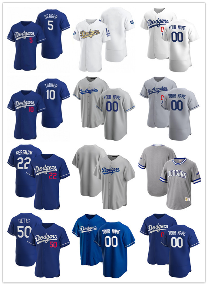 

Custom Jersey Men Los Angeles Dodgers 5 Corey Seager 10 Justin Turner 22 Clayton Kershaw 50 Mookie Betts Baseball Jerseys, Blue;black