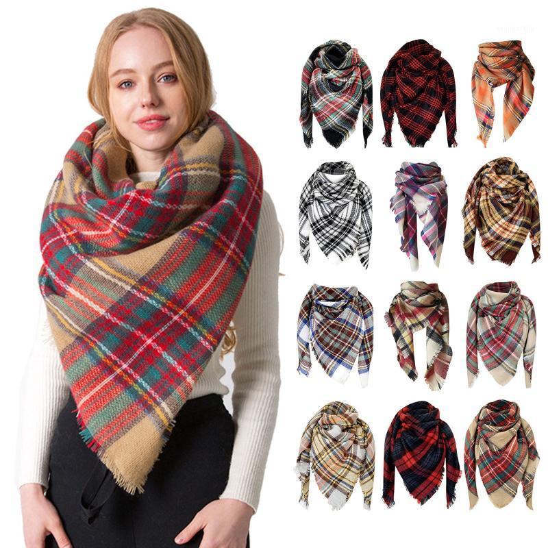 

Scarves Retro Plaid Print Winter Scarf Women Warm Foulard Solid Korean Fashion Casual Scarfs High Quality Wraps Cashmere