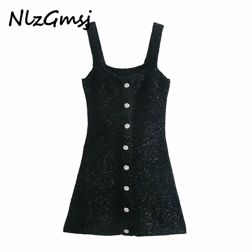 

Dres Fashion Artificial Jewelry Button Mini Vintage Suspenders Strap Female es Vestidos Mujer 210628, As picture