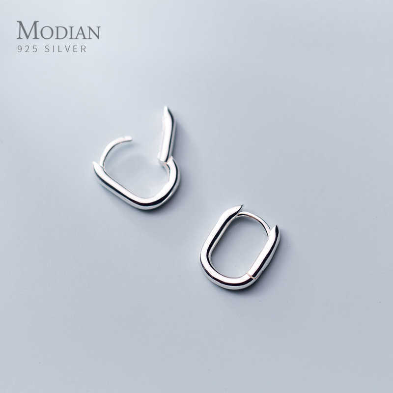 

Simple Oval Sparkling Hoop Earrings 100% 925 Sterling Silver Fashion Charm Hoops Ear For Women Christmas Gift Jewelry 210707