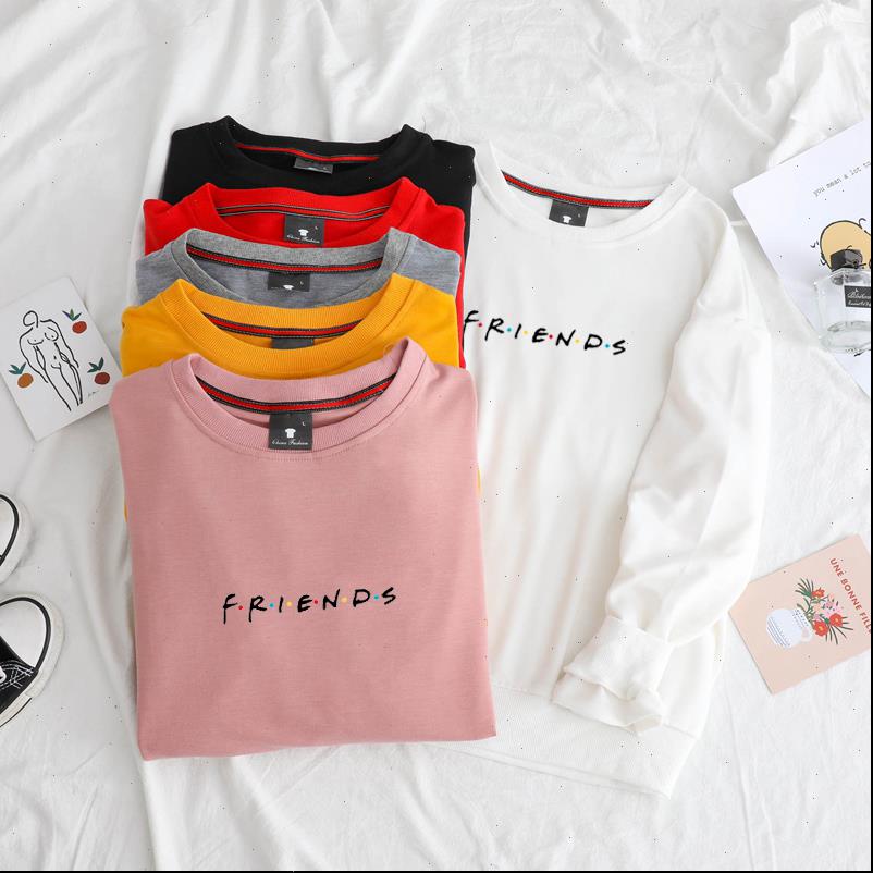 

friends women hoodie men punk harajuku long sleeve spring autumn drop shoulder sportwear solid casual pullover, Black