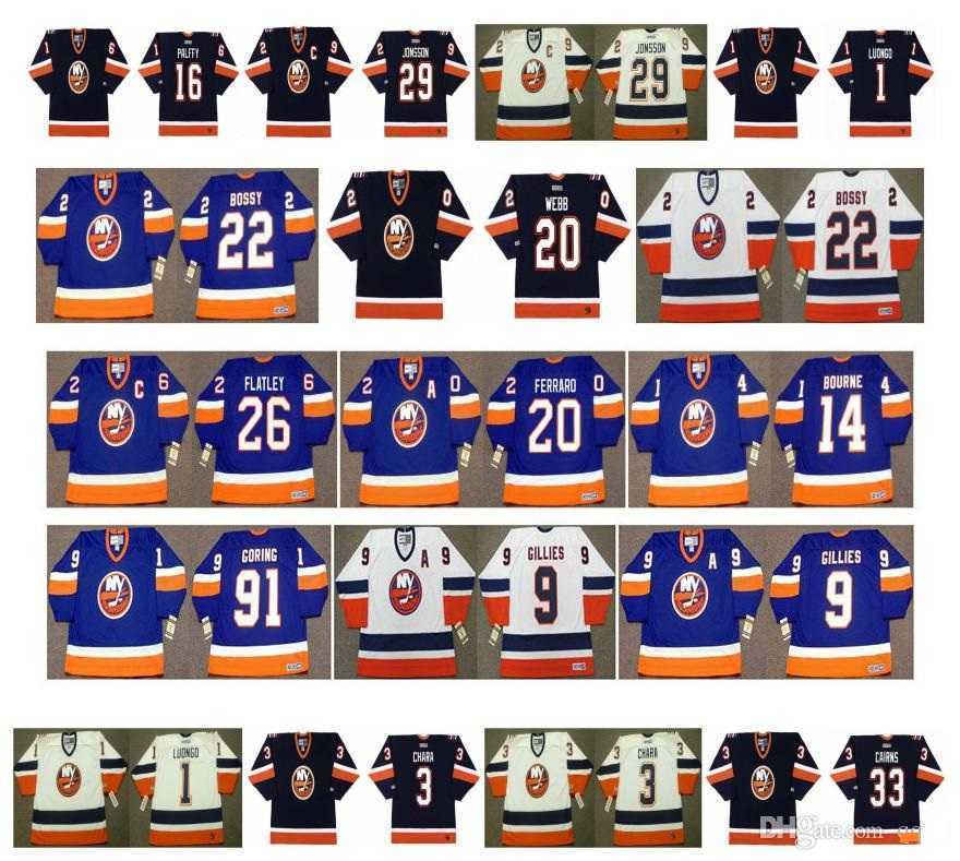 

Vintage New York Islanders Jerseys 22 MIKE BOSSY 91 Butch Goring 9 Clark Gillies 26 PAT FLATLEY 14 BOB BOURNE 20 RAY FERRARO Custom Hockey, Black