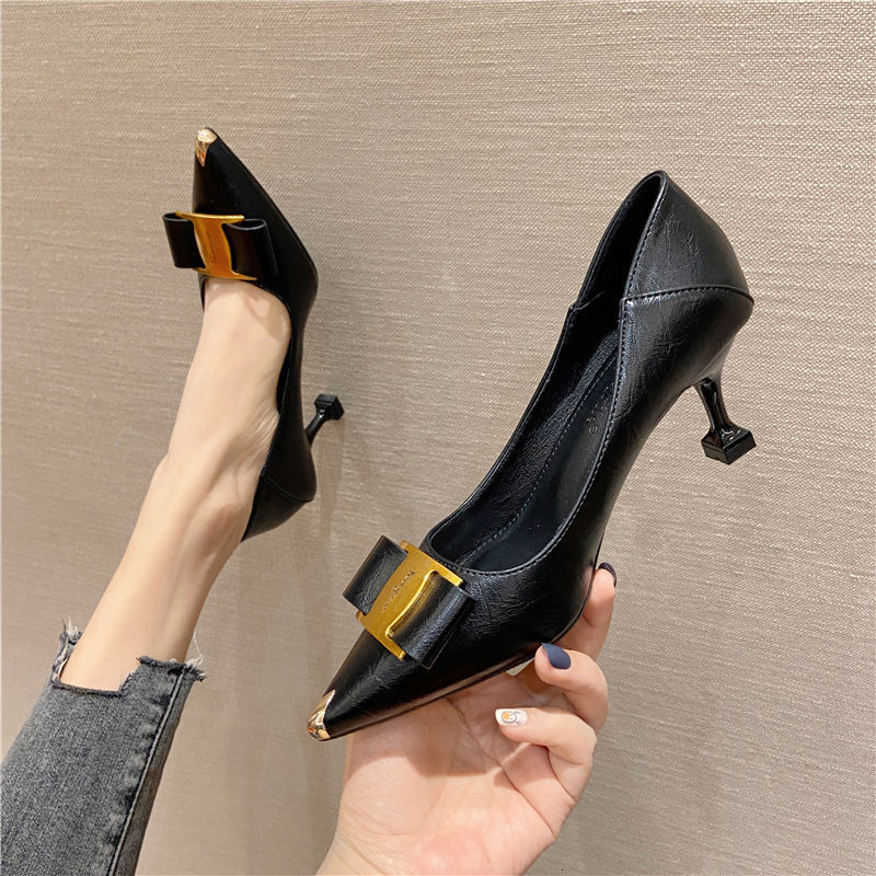 

Dress Shoes Net red high heels women's thin heel spring and autumn shoes shallow bow pointed French single 5a-1 6GXN, 1# shoe box