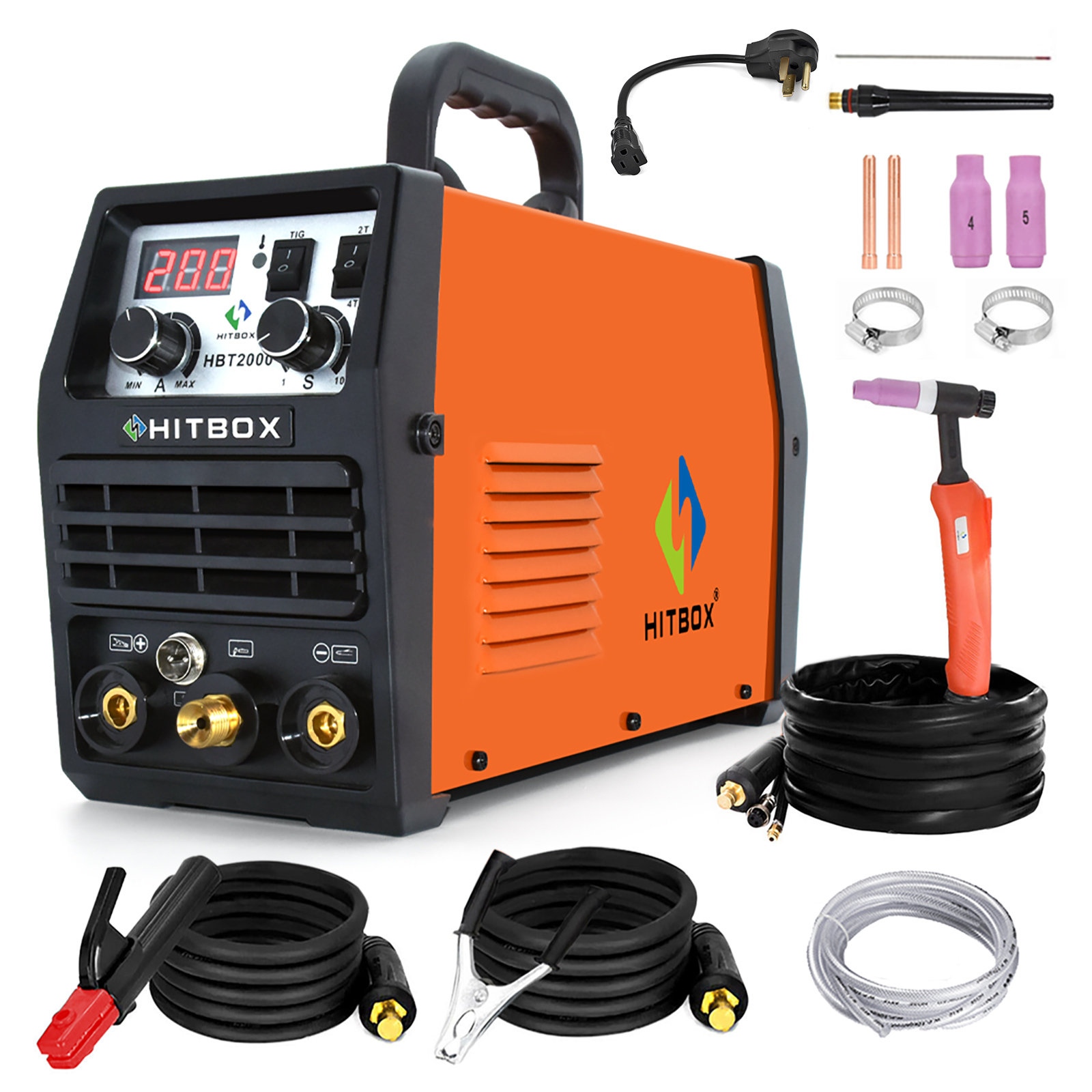 

HITBOX Tig Welder 110V 220V Dual Voltage Stainless Steel MMA ARC Welding Machine High Frequency IGBT Digital Display Control Adjustable 2T 4T