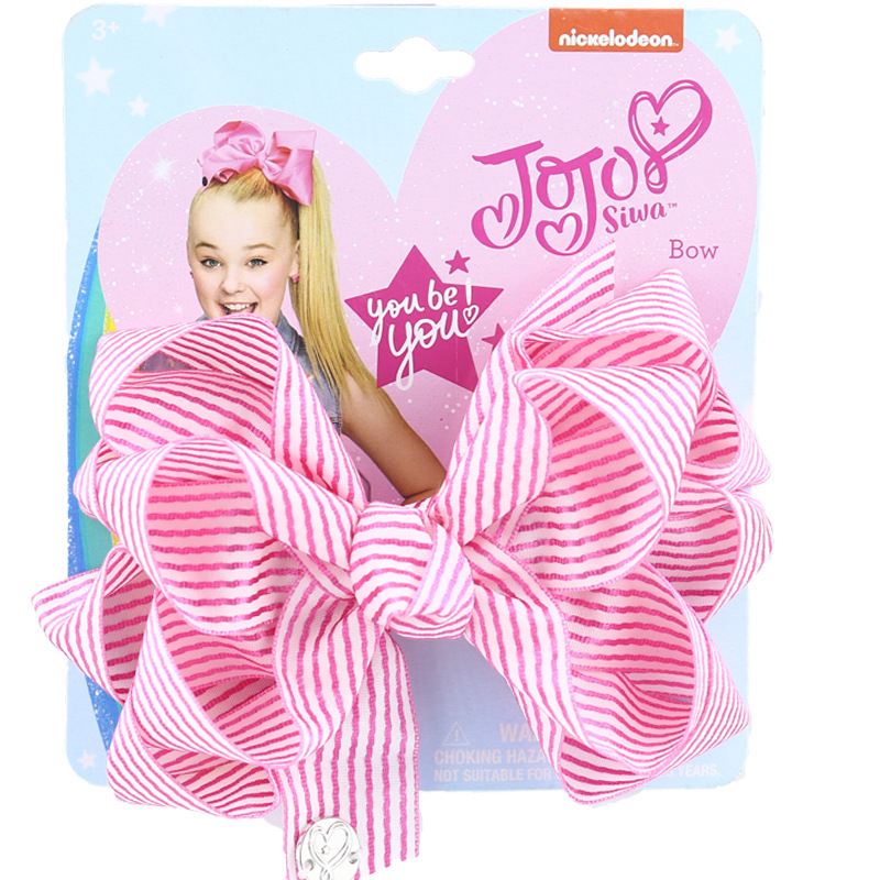 

Kids Jojo Big Bows Hair Clip Fashion Baby Girls Bowknot Hairpin Stripe Ribbon Three Layer Cartoon Headdress Hair Accessories G4EIWFH, 【627】#8