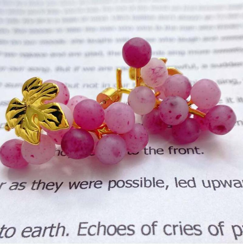 Stud Japanese Korean Grape Earrings Women Ins Fashion Personality Purple Resin Summer Sweet Girls Fruit Earring-image-700542064