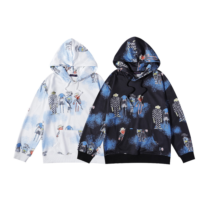 

Designer brand printed hoodie art graffiti painted men's and women's fashion sweater, Black