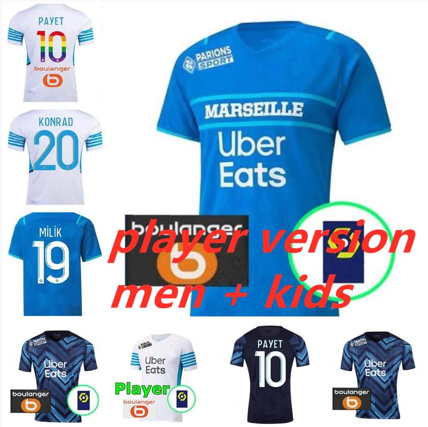 

21 22 Marseille soccer jerseys Olympique De 2021 2022 OM MILIK maillot foot CUISANCE THAUVIN BENEDETTO KAMARA PAYET football shirts men+kids kit LUIS HENRIQUE ALVARO, Gold