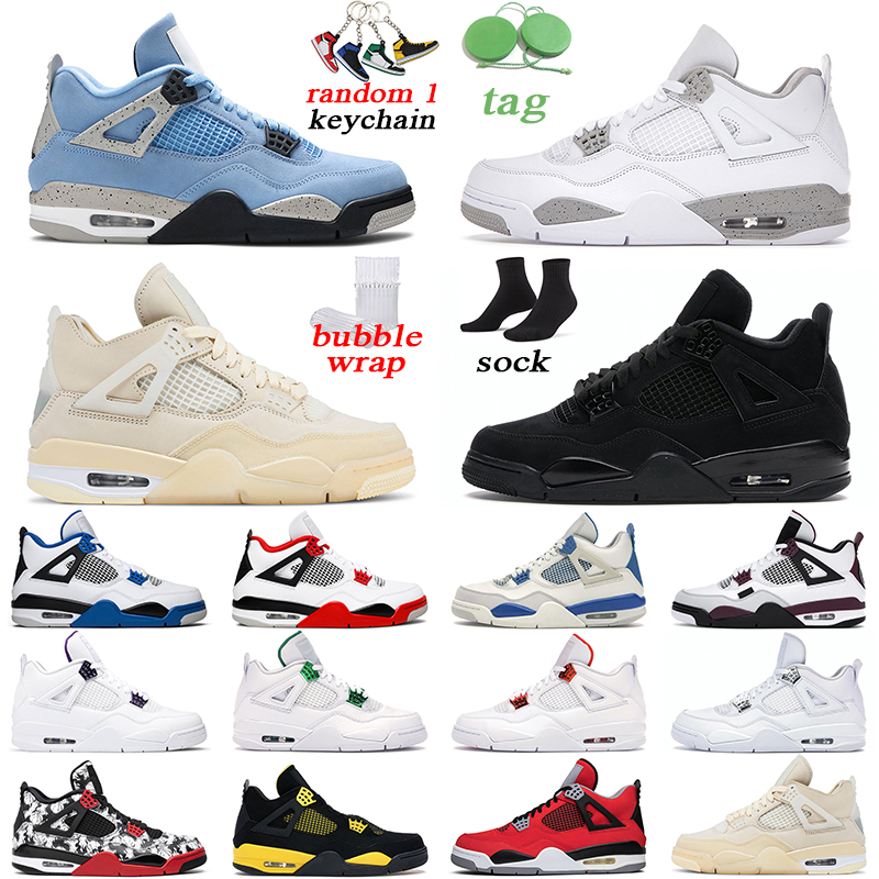 

mens basketball shoes 4s black cat university blue fire red white oreo jumpman 4 sail men trainer sports sneakers, Black purple