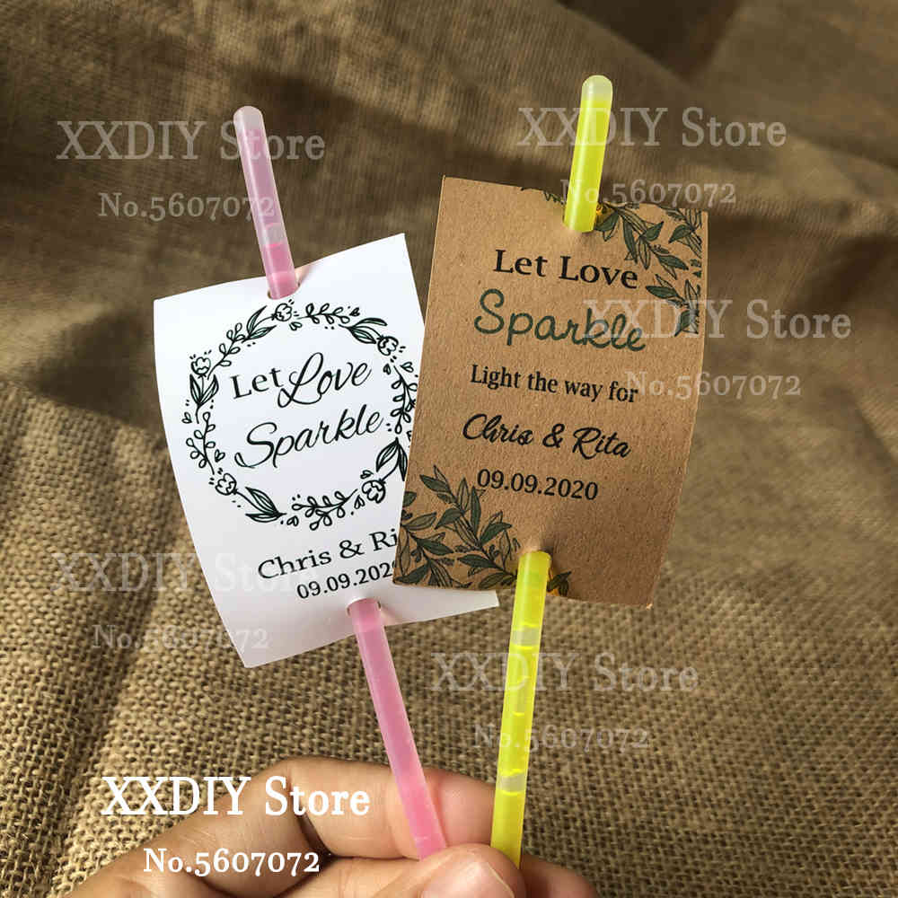 

XX DIY- 100PCS Let Love Sparkle Sparkler Glow Stick Tags Personalised Wedding Firework Tags Custom label 2104082801