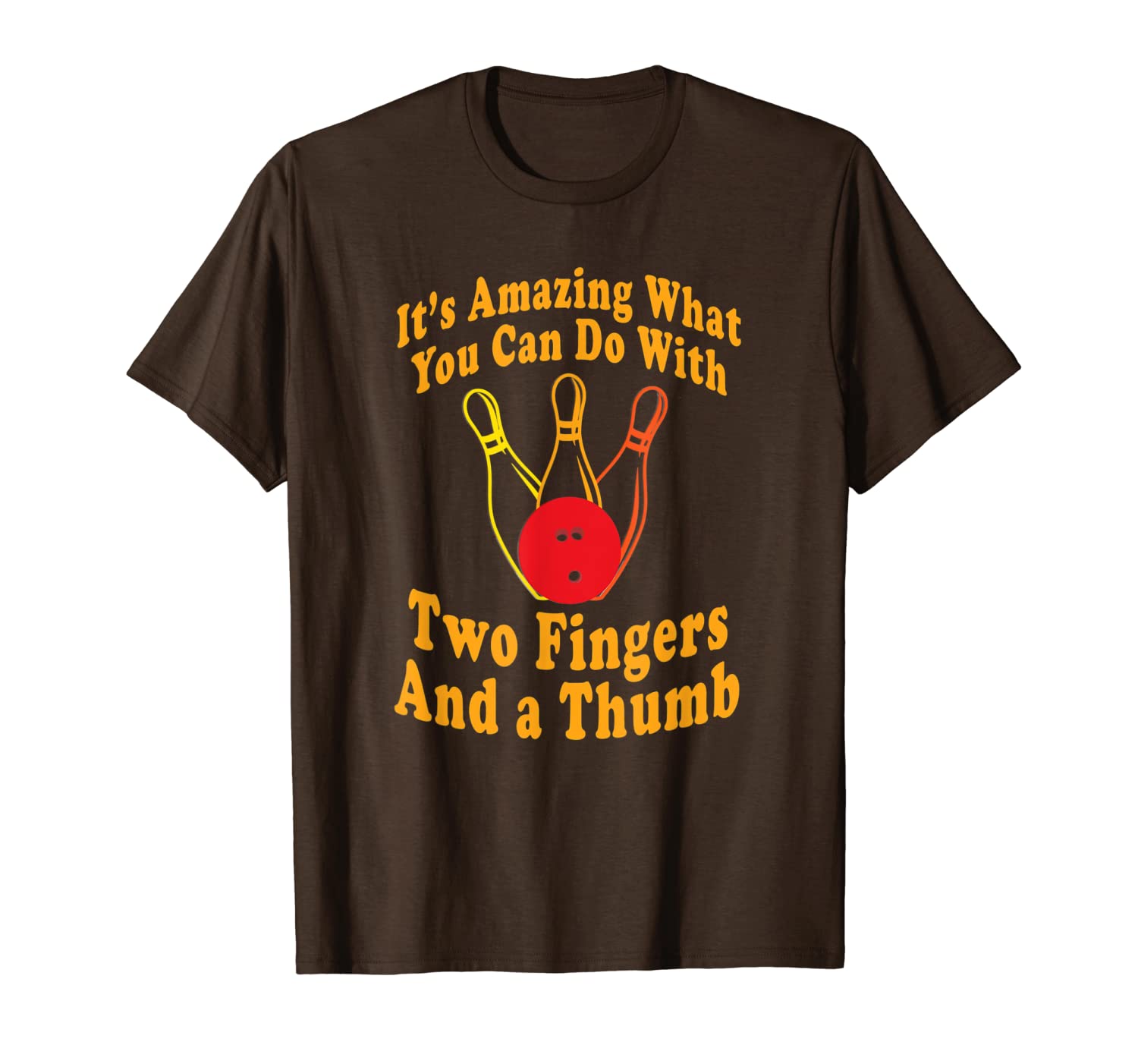 

funny retro bowling ball t shirt - two fingers and a thumb, White;black