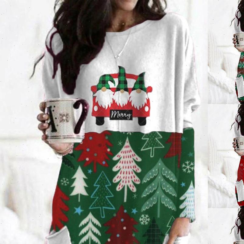 

christmas printed holiday long sleeve women t shirts o neck tee plus size xmas harajuku lady, White