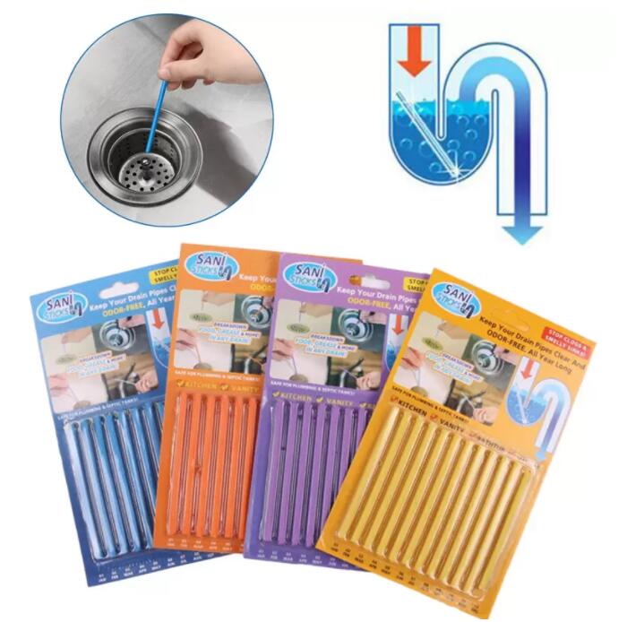 

Household Cleaning Tools 12PCS Sani Pipeline Kitchen Toilet Bathtub Decontamination Rod Sticks Sewer Cleaning Deodorizer Unscented Housekeep