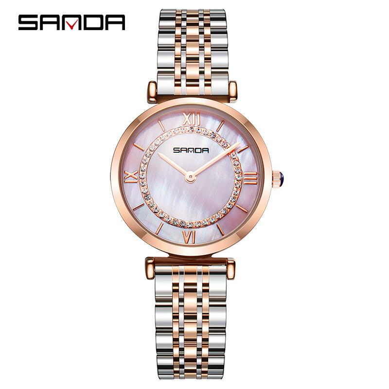 

Wristwatches Ladies Casual Watch Women Stainless Steel Quartz Women's Crystal Fashion Bracelet Clock Gift 2021, Slivery;brown