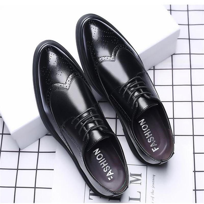 

Mens Formal Shoes Genuine Leather Oxford For Men 2021 Dress Classic Design Wedding Laces Brogues, Black